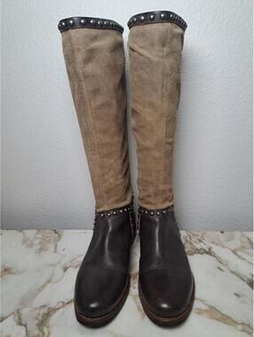 MATISSE Women's Brave Boots En Cafe Studded Harness Tall Leather &Suede 7.5